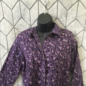 Purple Button Down with Drawstring Waist